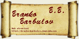 Branko Barbulov vizit kartica